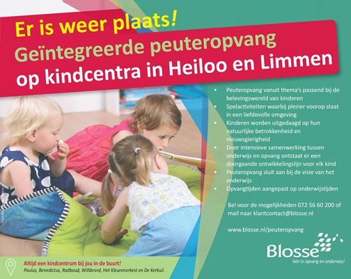 er is weer plaats peuteropvang Heiloo en Limmen
